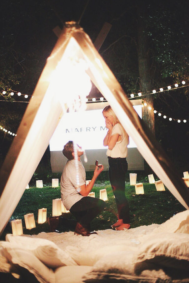 There were flower petals and candles everywhere and a movie screen set up. Aaron pressed play, came and sat by me in the teepee, and started shaking and tearing up.