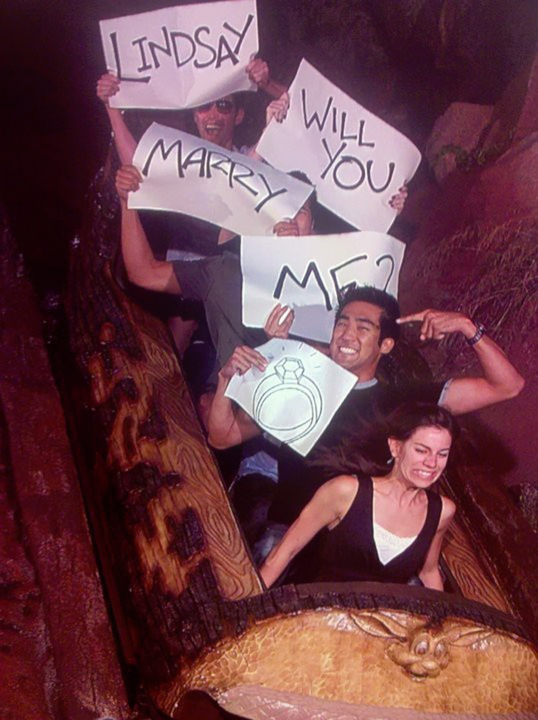 She didn't see what happened until they posted the pic on the screen at the end of the ride!