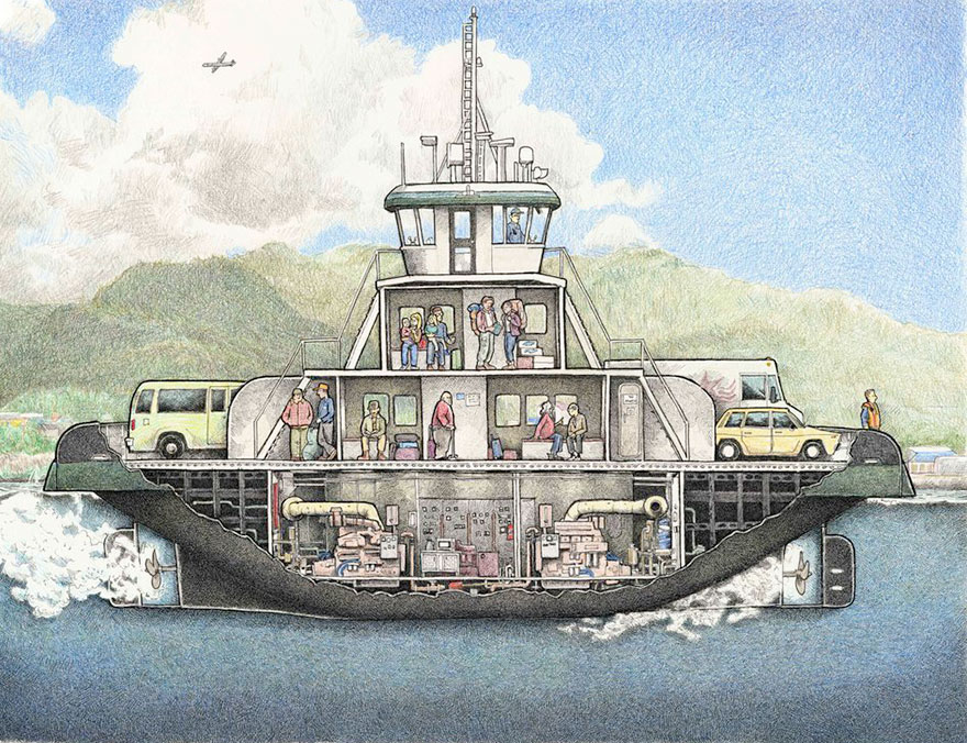 peek below ship decks in illustrations inspired by my time
