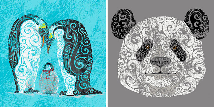 My Swirly Animals Created With Different Drawing Techniques