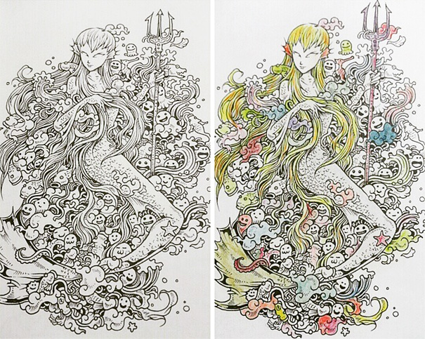 Coloring Book For Adults Titled 'Doodle Invasion' by Kerby Rosanes