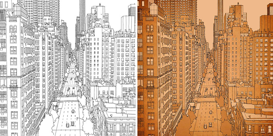 Highly Detailed Coloring Book For Adults Features Famous World Cities
