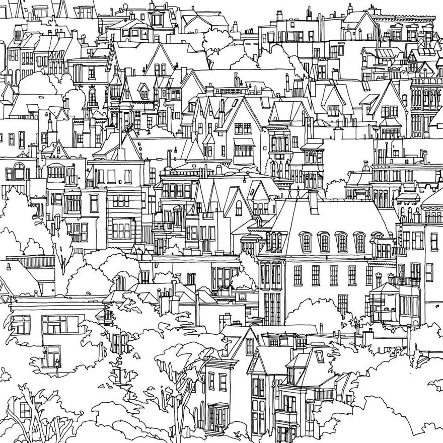 Highly Detailed Coloring Book For Adults Features Famous World Cities