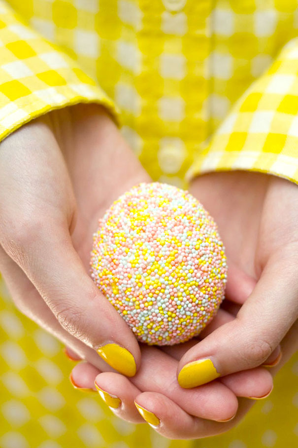 Cover Egg With Glue And Dip In Sprinkles