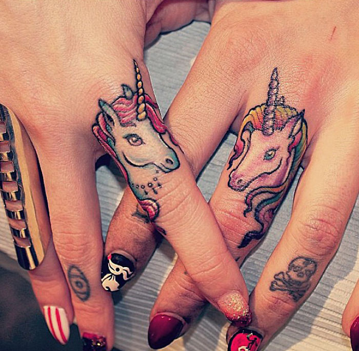 Unicorns Finger Tattoos