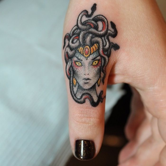 Medusa Finger Tattoo