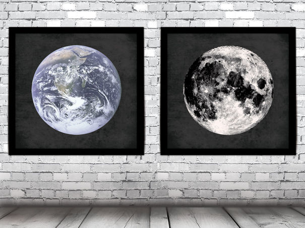 Earth And Moon Wall Prints