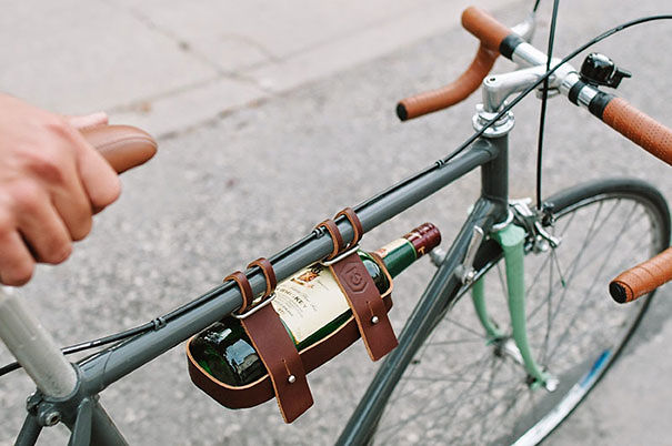 Leather Bicycle Wine Carrier