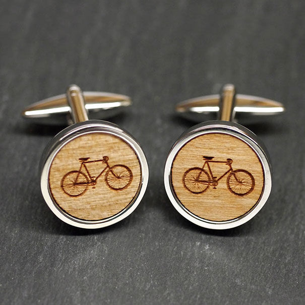 Wooden Bicycle Cufflinks