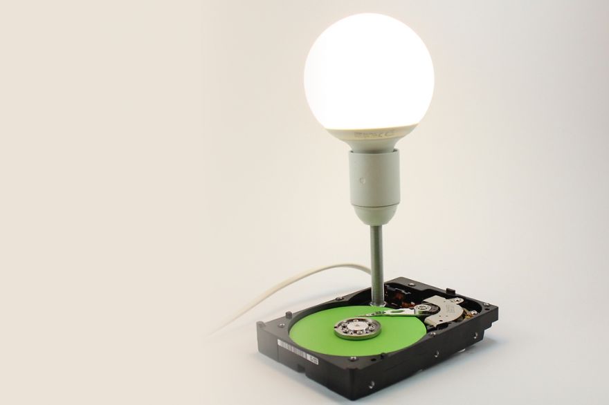 Unique Lamps Made Of Recycled Computer Components And Auto Parts