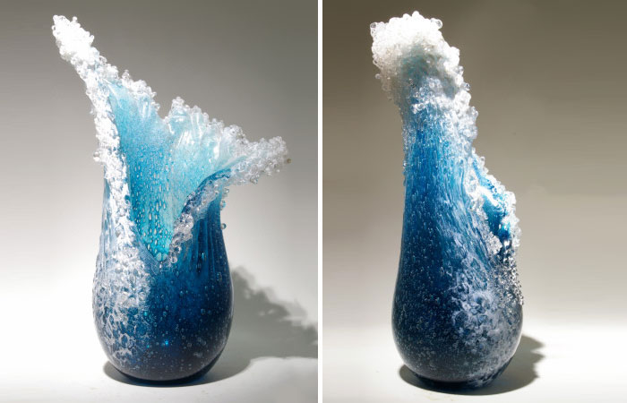 Majestic Ocean Wave Vases By Hawaiian Artist Duo