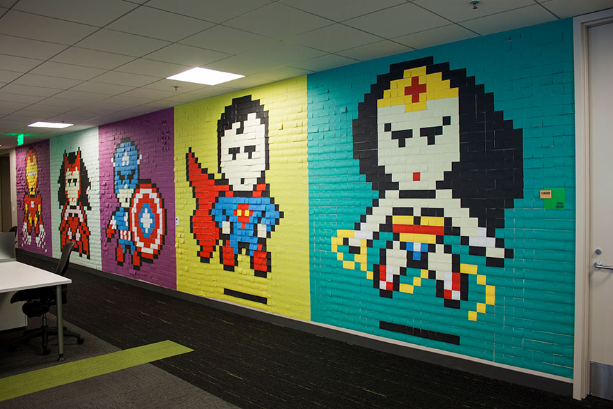 office-wall-post-it-art-superheroes-ben-brucker-24