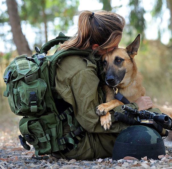 Soldier With Her Dog