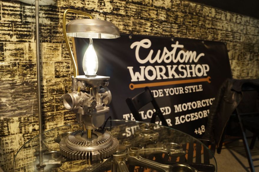 Furniture For Motorcycle Lovers: Tables, Stools And Lamps Made Out Of Bike Parts And Tools
