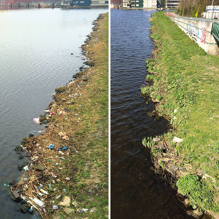 Dutch Guy Was Annoyed By The Trash On His Way To Work So He Did This:
