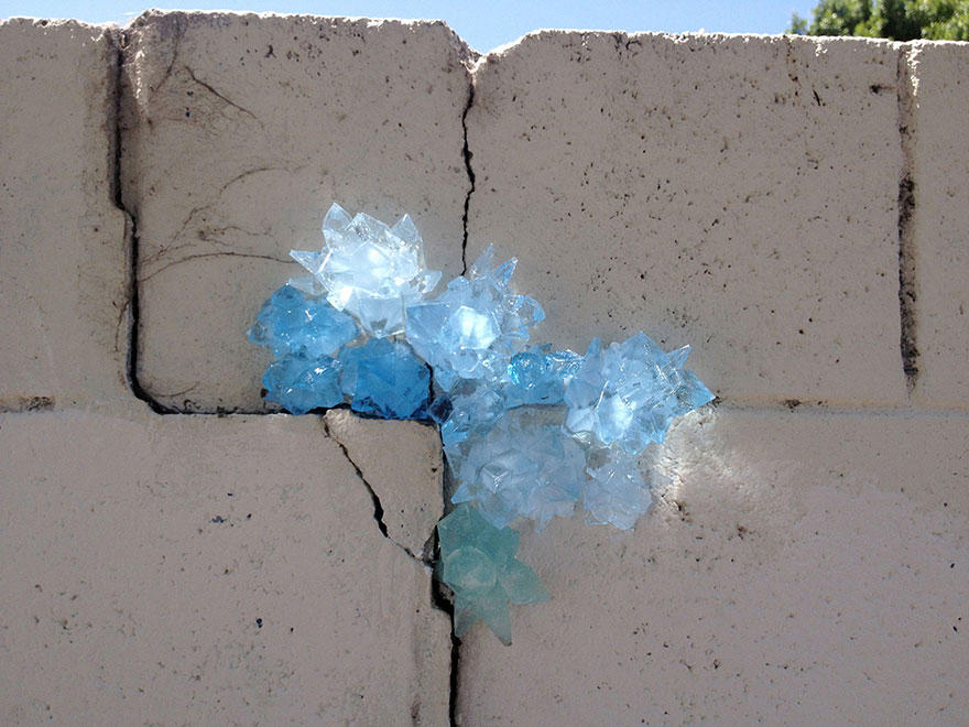 Artist Hides Crystallized Geode Installations Inside Wall Cracks To Bring Life To Urban Areas