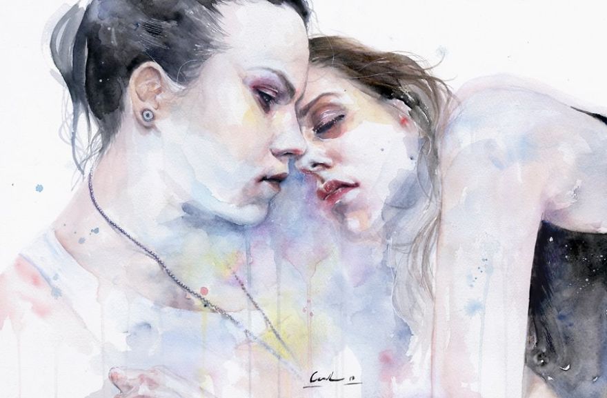 Expressive Watercolor Portraits Slowly Bleed Into The Paper