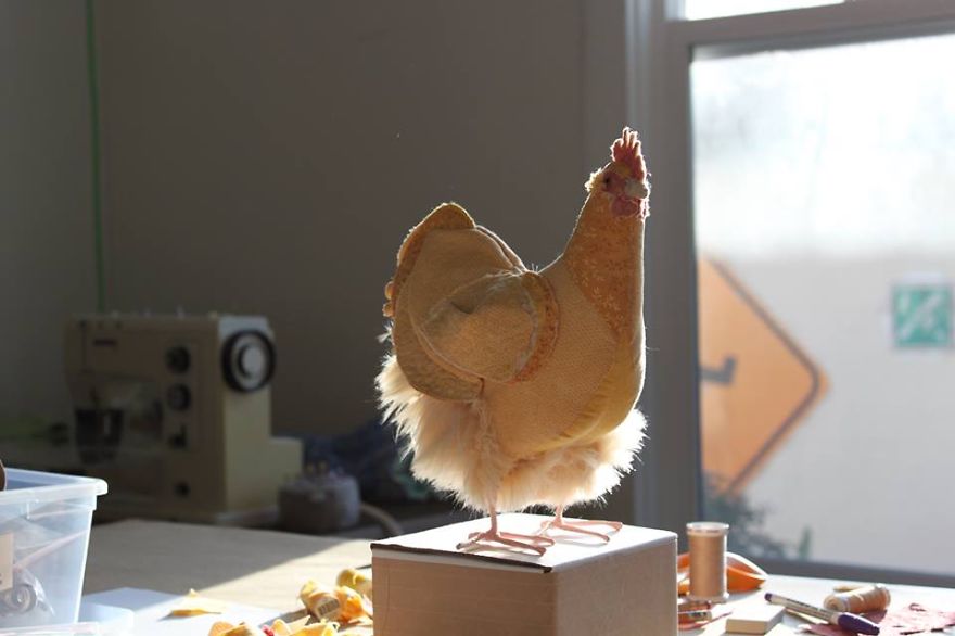 Real Sized Chicken Portraits - Textile Sculptures By Jenny Of Pet Chicken Ranch