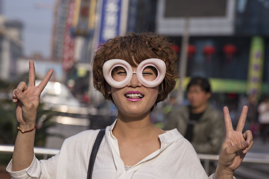 Iranian Artist Takes Bizarre Eyeware Into The Streets Of Shanghai