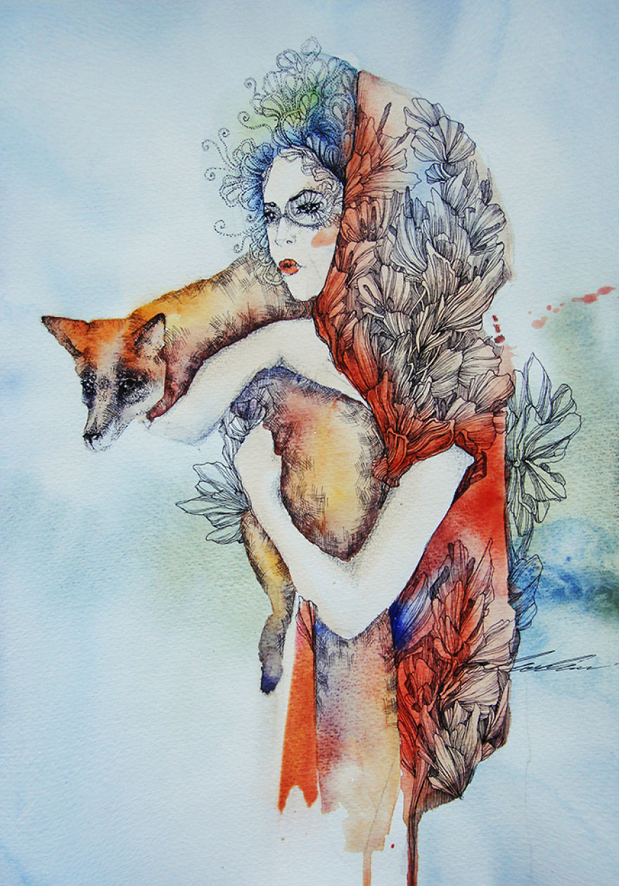 I Paint Foxes With Ink And Watercolor For Everyone Who Loves Them