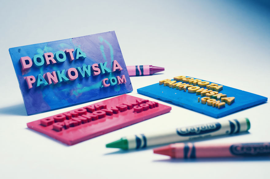 To Stand Out, I Made My Business Cards Out Of Crayons!