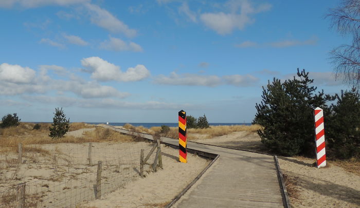 The Border Between Germany And Poland, On The Beach Of Usedom.