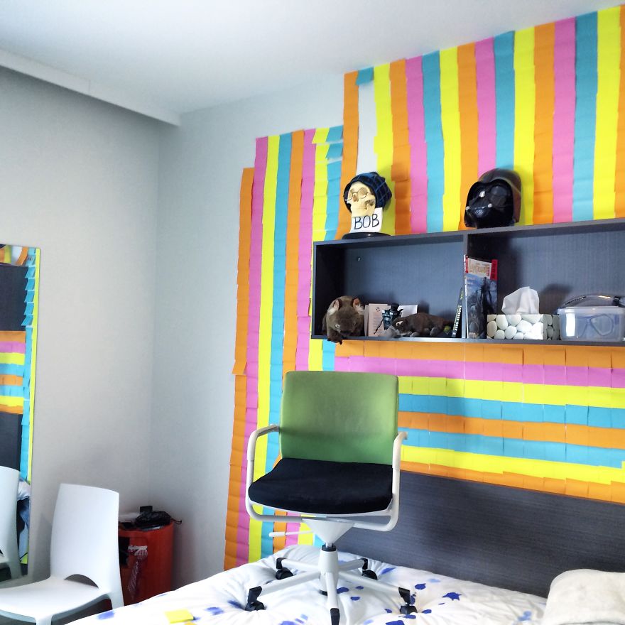 How Many Post-it Notes To Cover An Entire Room (timelapse)