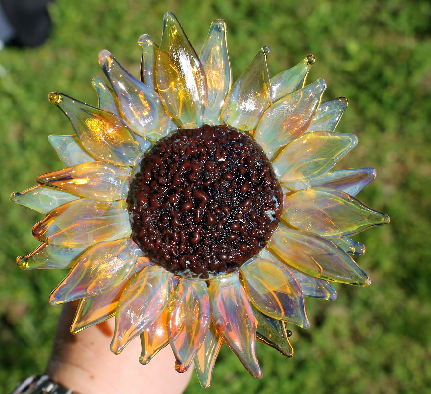 Huge Hand Blown Sun Flower