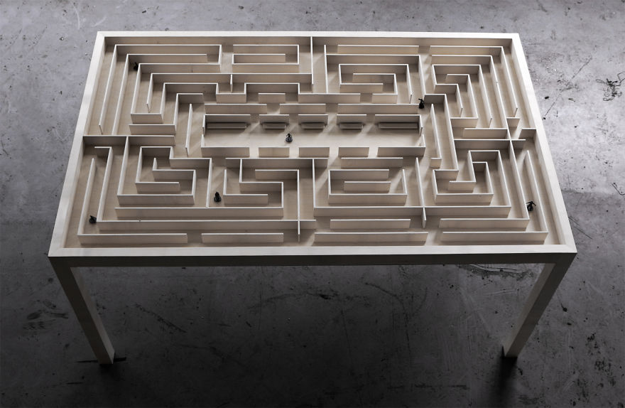 Labyrinth Table: I Created A Maze Table With Movable Magnet Figures Inside