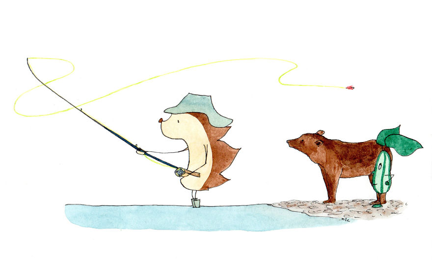 Life Is Not A Quiet River - Illustrations Of A Hedgehog And His Friend Zucchini
