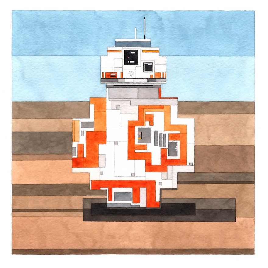 Pixelated Watercolor Paintings Of Star Wars