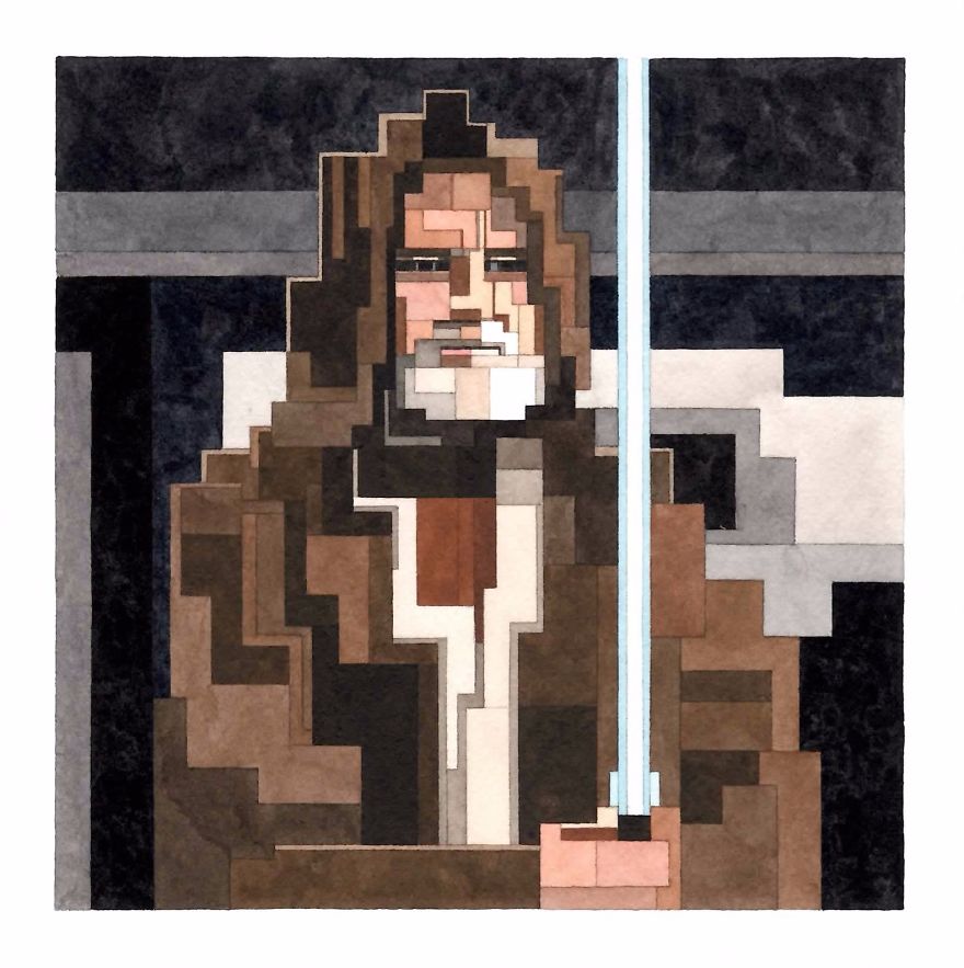 Pixelated Watercolor Paintings Of Star Wars