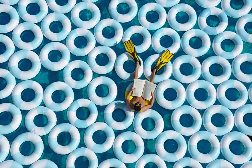 Poolside Photos With 1,000 Inner Tubes Bring Back 1960s Mediterranean ...