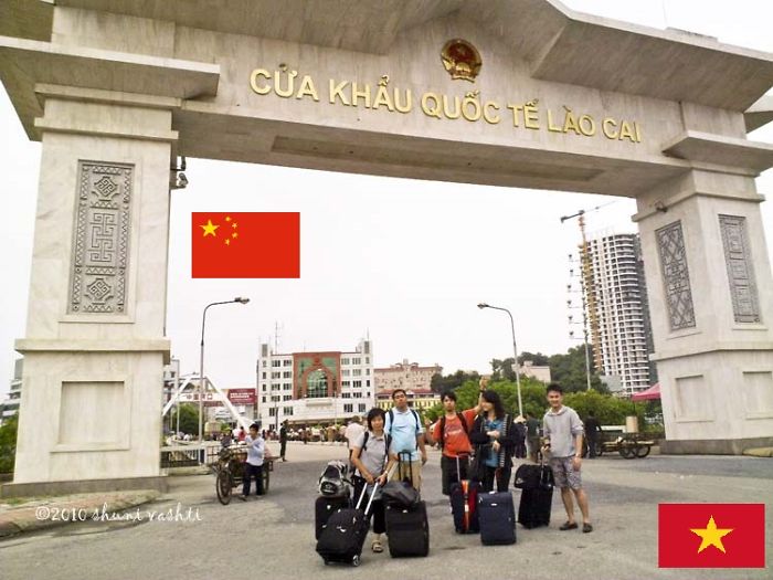 "friendship Bridge" On The Border Of Vietnam (front) And China (back)