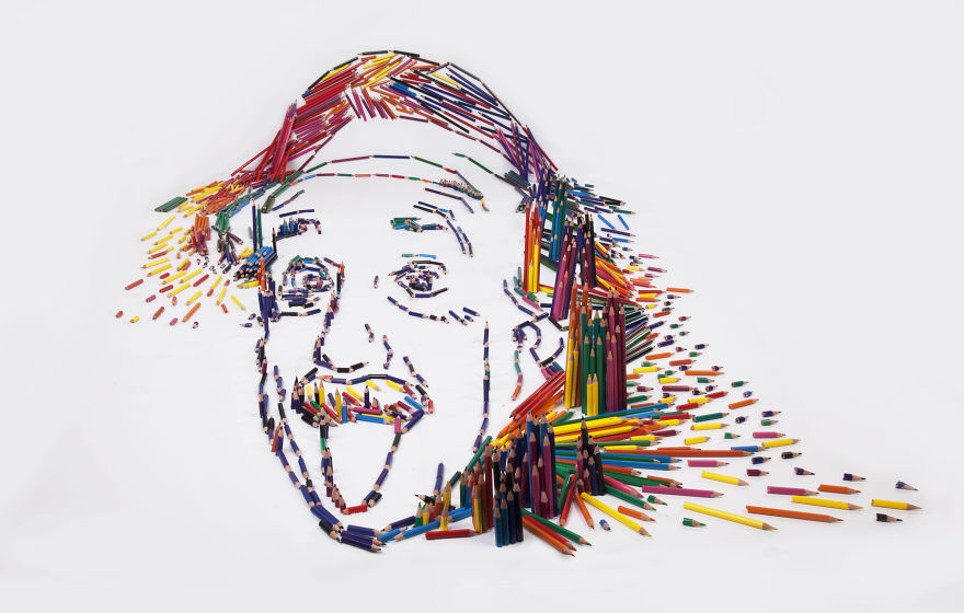 We Made Einstein's Famous Portrait From 1,000 Pencils