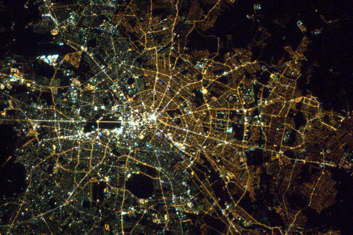 Berlin, The Light Bulbs Still Show The East/west Division From Orbit.