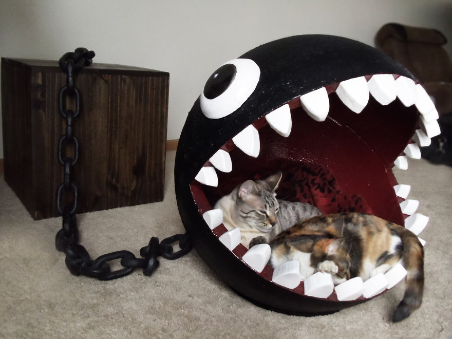 I Made A Bed For My Cat Inspired By Super Mario's Chain Chomp Monster