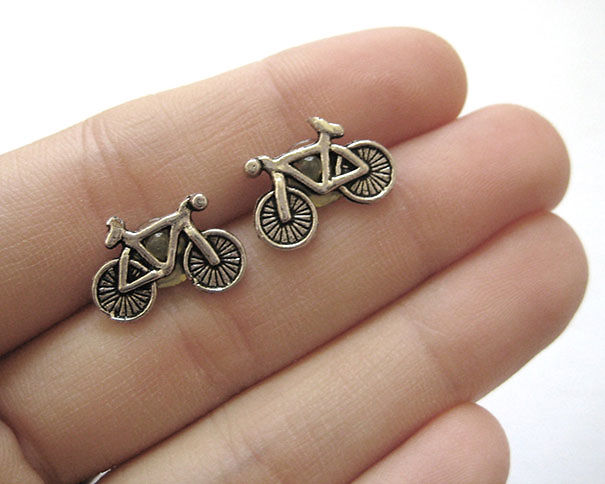 Silver Bike Earrings