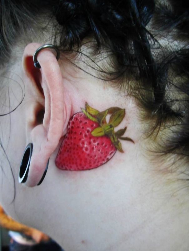 Strawberry Ear Tattoo