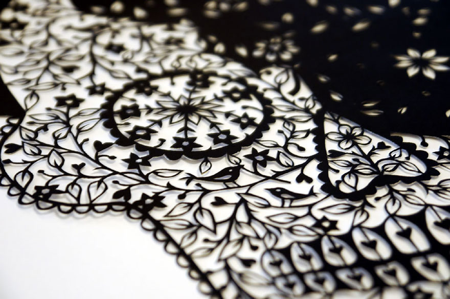 Artist Hand-Cuts Insanely Intricate Paper Art From Single Sheets Of Paper