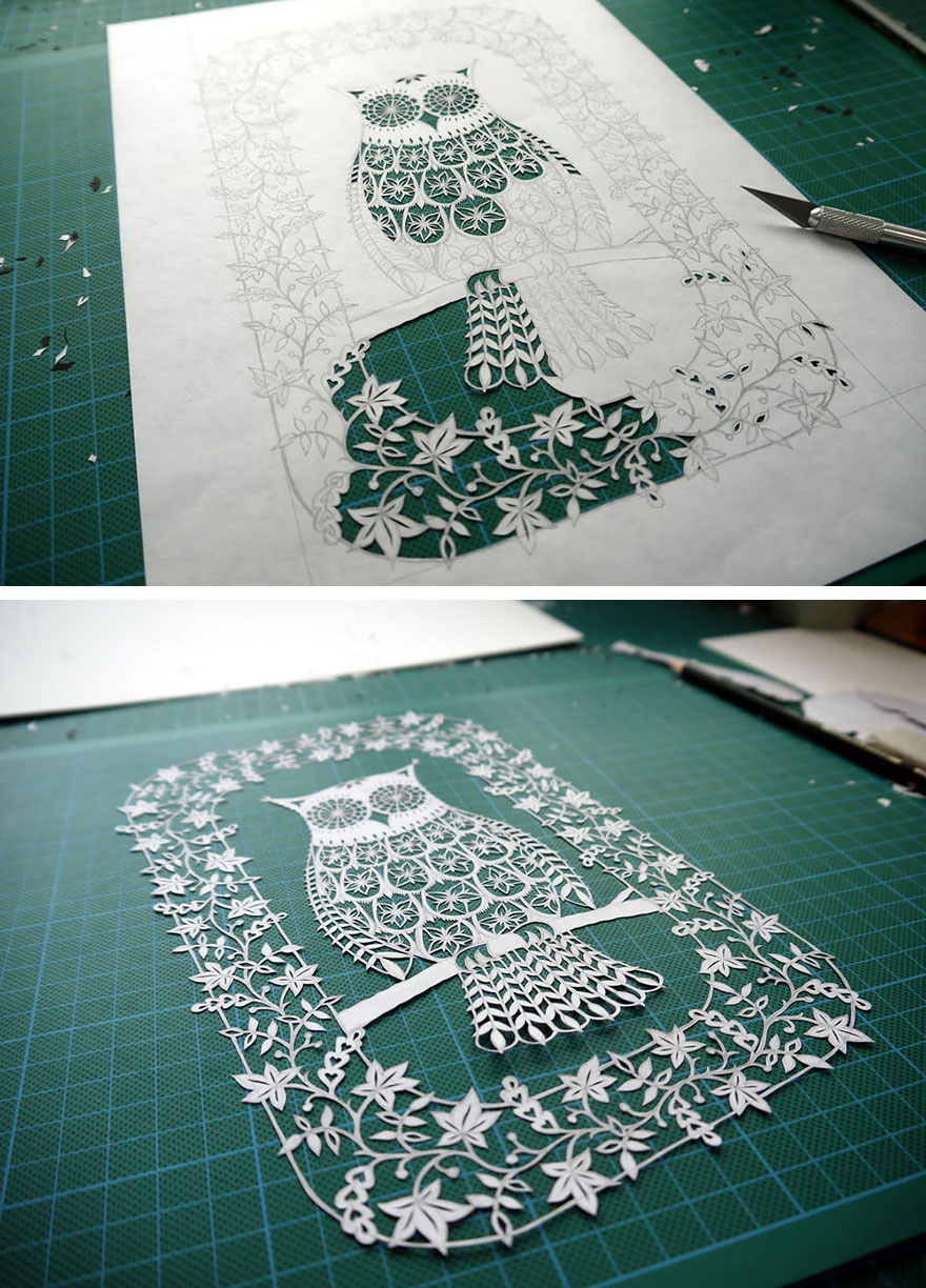 Artist Hand-Cuts Insanely Intricate Paper Art From Single Sheets Of Paper