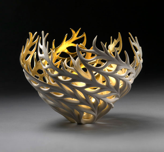 Nature-Inspired Vases That Glow With An Inner Golden Fire