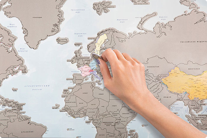 A Scratch-Off World Map That Lets You Track Countries You've Visited
