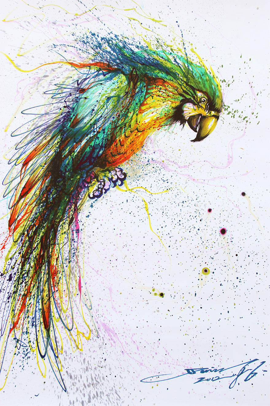 Splattered Ink Animal Portraits By Chinese Artist Hua Tunan