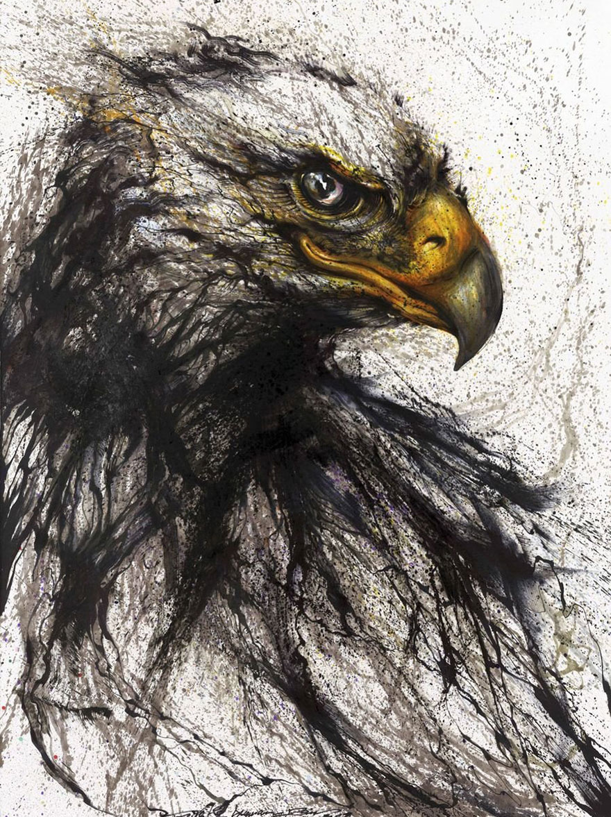 Splattered Ink Animal Portraits By Chinese Artist Hua Tunan