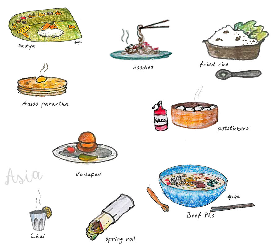 Artist Keeps Drawing Cute Illustrations Of World Food, With Color Pencils And Black Pen
