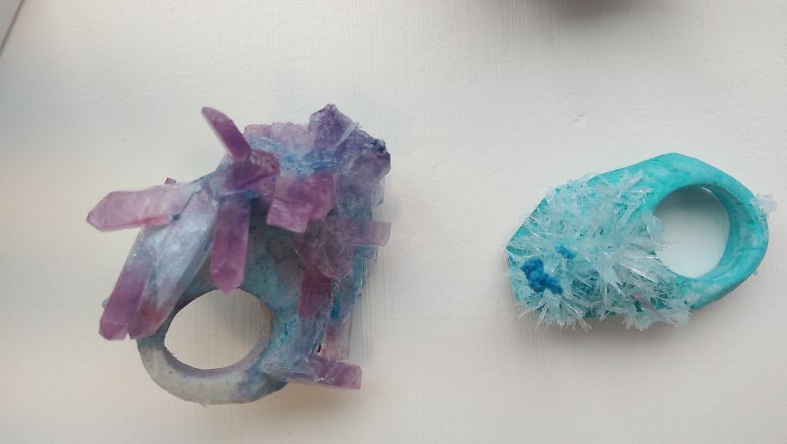 Geometric Ceramic And Homegrown Crystal Rings By Kaylee Findley
