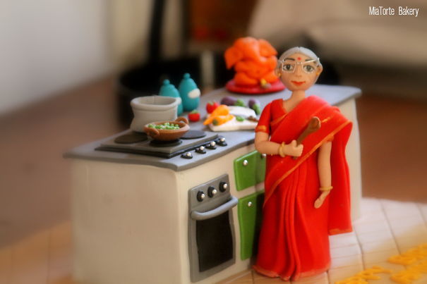 A Kitchen Themed Cake For An Indian Granny's Birthday
