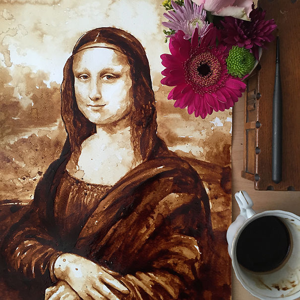 My New Mona Lisa Coffee Painting Took Me 10 Hours