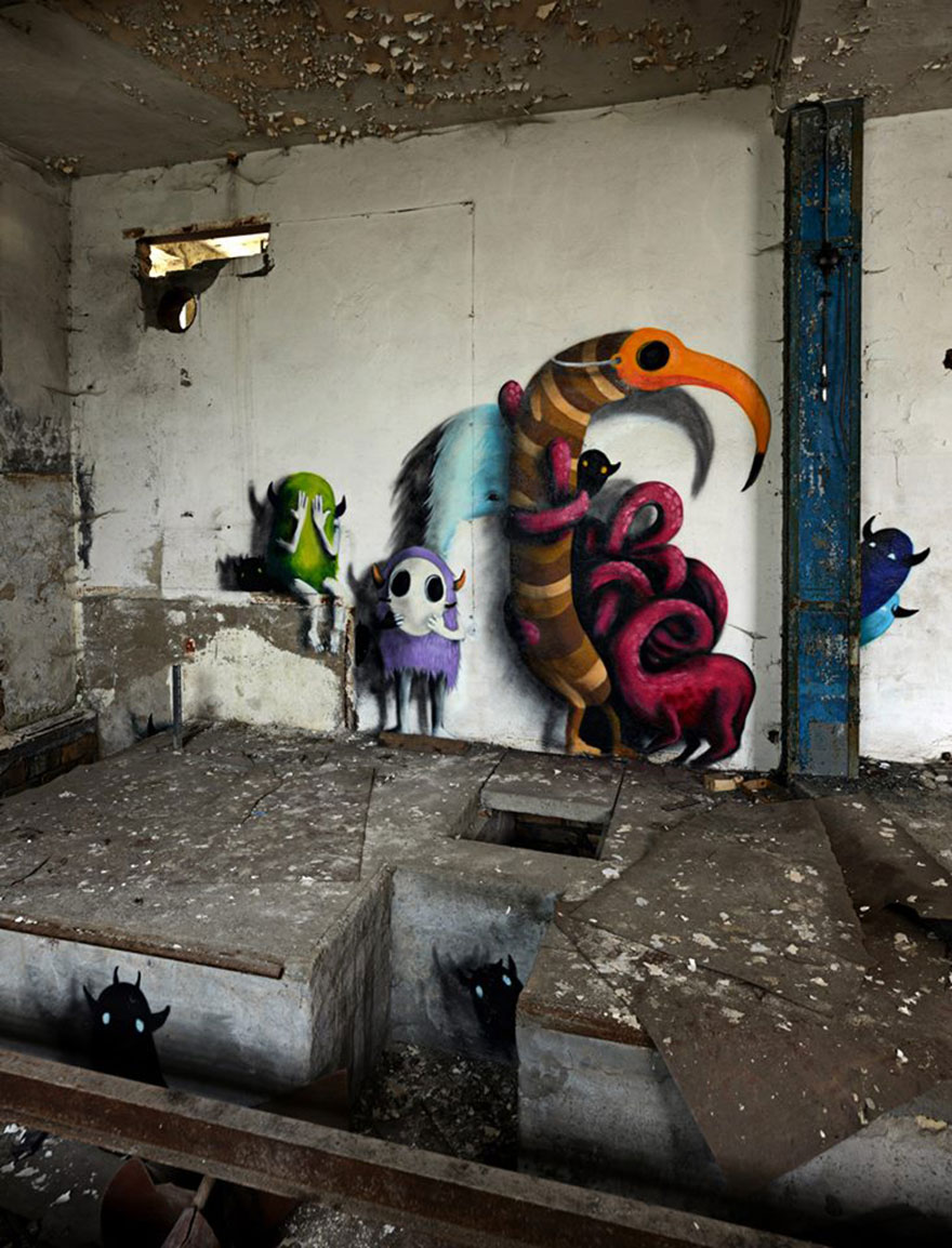 Monzter: Artist Hides Monster Murals Inside Abandoned Buildings In Berlin